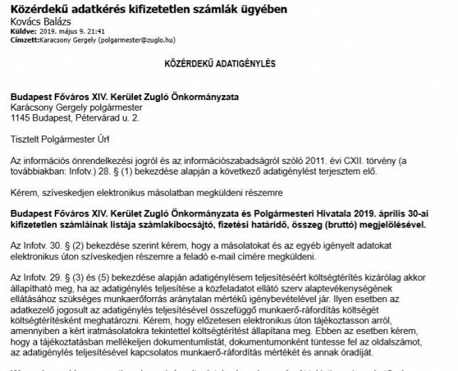 Forrás: Origo Közérdekű adatigénylés Kovács Vélától