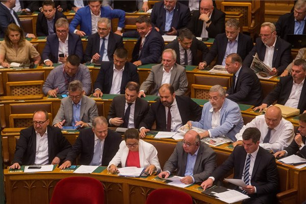 Fotó: MTI/Balogh Zoltán Fideszes képviselők szavaznak az Országgyűlés plenáris ülésén