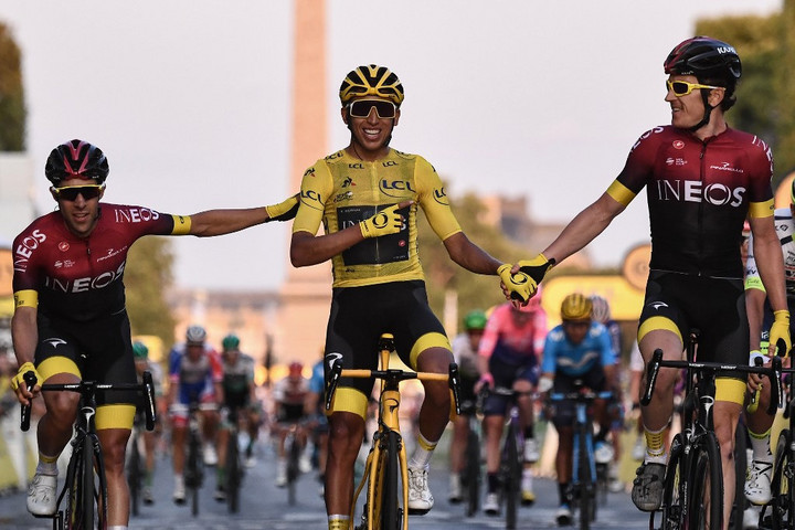 Fotó: AFP/Anne-Christine POUJOULAT Bernal első kolumbiaiként nyerte meg a Tour de France-t