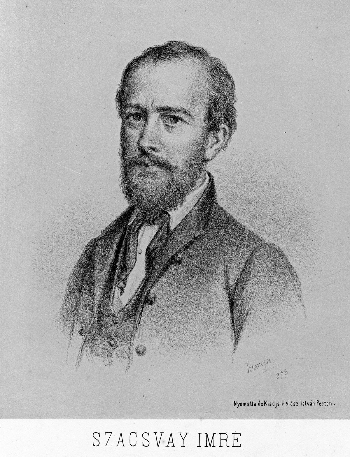 Szacsvay Imre portréja, Szamossy Elek litográfiája, 1873, ltsz.: 54.1240
