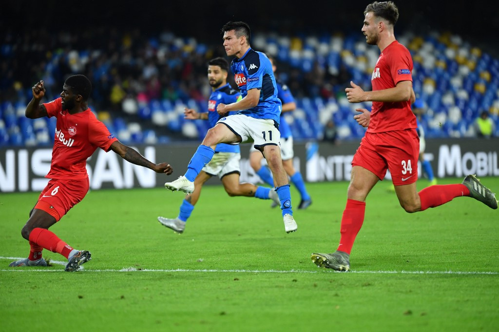 Fotó: AFP / ALBERTO PIZZOLI Hirving Lozano góljával tudott egyenlíteni a Napoli