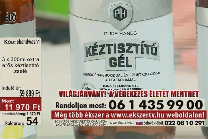 Eljárás indult az ÉkszerTV kézfertőtlenítőt is értékesítő műsora miatt