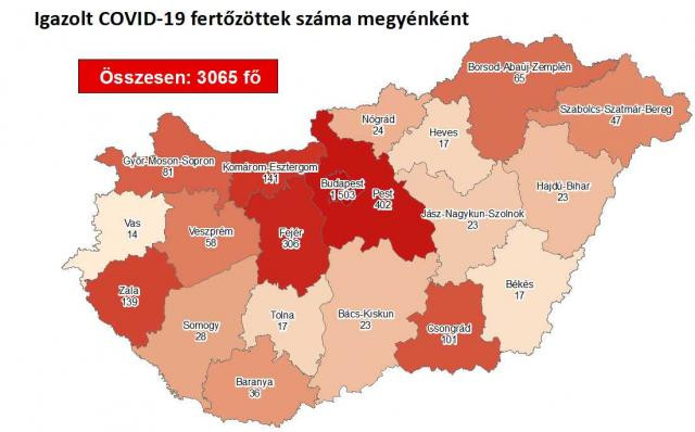 Hazánkban 3065 főre nőtt a beazonosított fertőzöttek száma