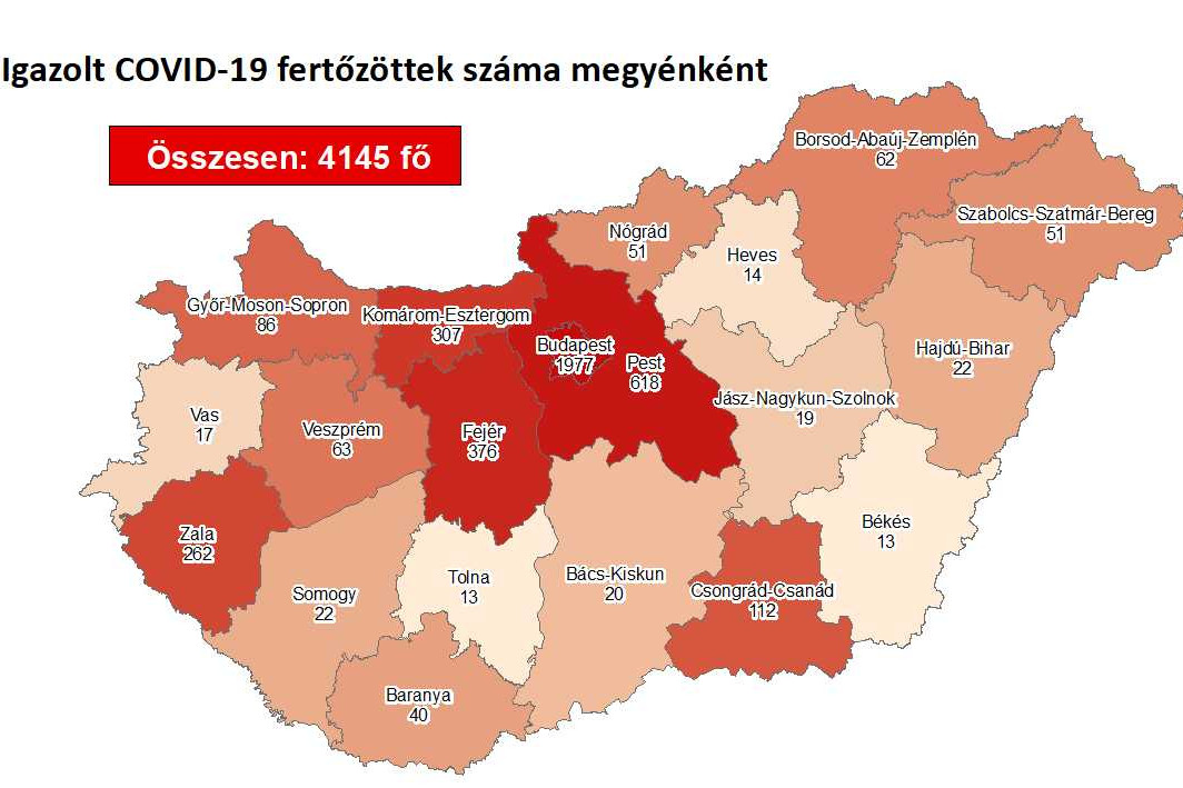 Fotó: koronavirus.gov.hu 4145-re emelkedett az azonosított koronavírus-fertőzöttek száma Magyarországon