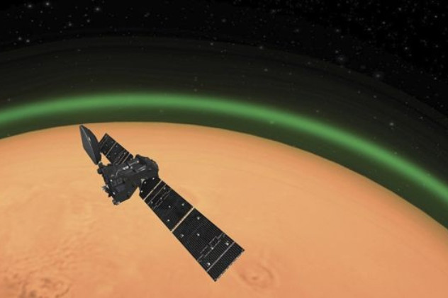 Zöld fényt észleltek a Mars légkörében