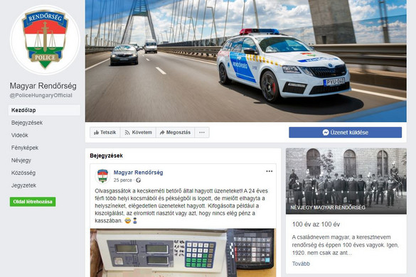 Elindult a Magyar Rendőrség hivatalos Facebook-oldala