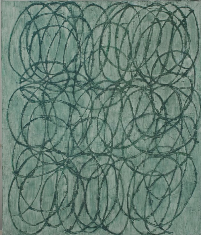 Fotó: ÚjMűvészet Lakner László: Cím nélkül, 1996, kreisen, olaj, vászon, 200×169 cm