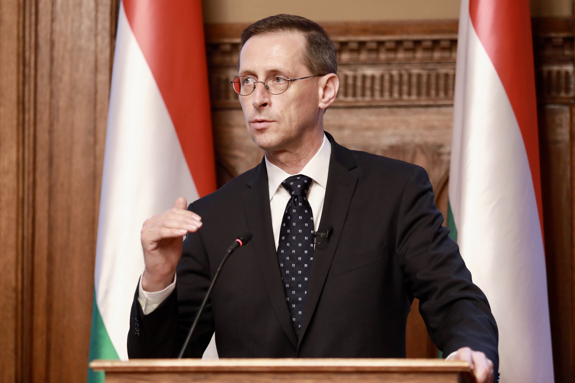 Fotó: MH/Bodnár Patrícia Varga Mihály pénzügyminiszter a költségvetés elfogadása után tartott budapesti sajtótájékoztatón