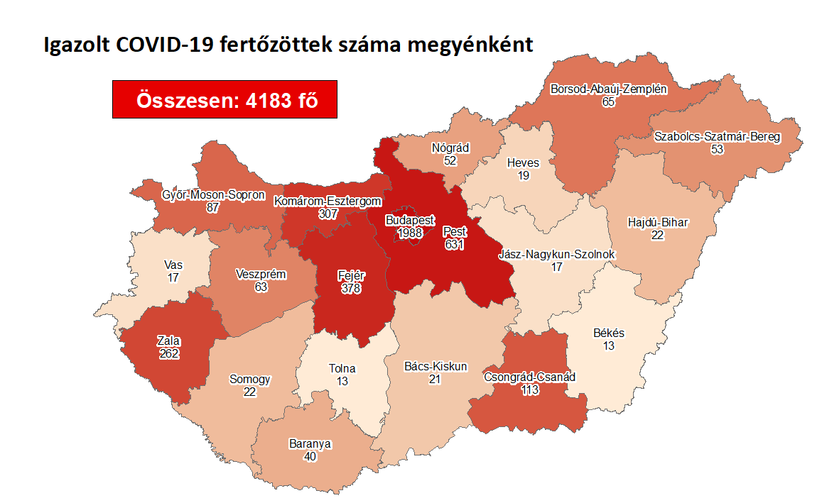 Fotó: koronavirus.gov.hu Igazolt fertőzöttek száma