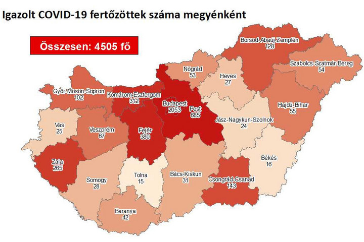 Fotó: koronavirus.gov.hu Huszoneggyel nőtt a fertőzöttek száma Magyarországon