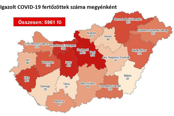 Kétszázkilencvenkettővel nőtt a fertőzöttek száma Magyarországon