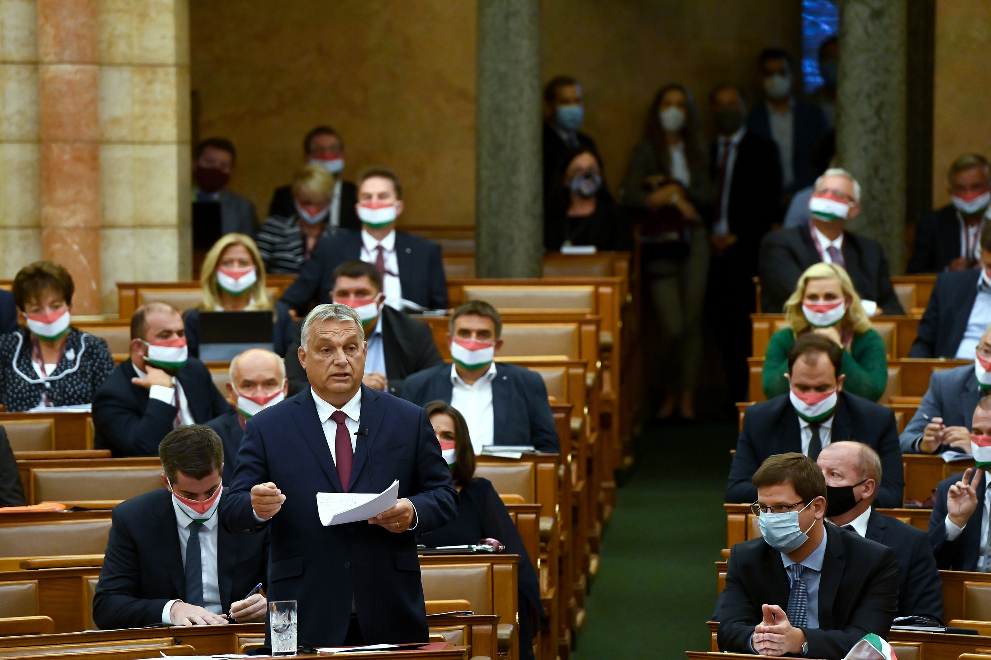 Orbán Viktor miniszterelnök napirend előtt szólal fel az Országgyűlés plenáris ülésén 2020. szeptember 21-én