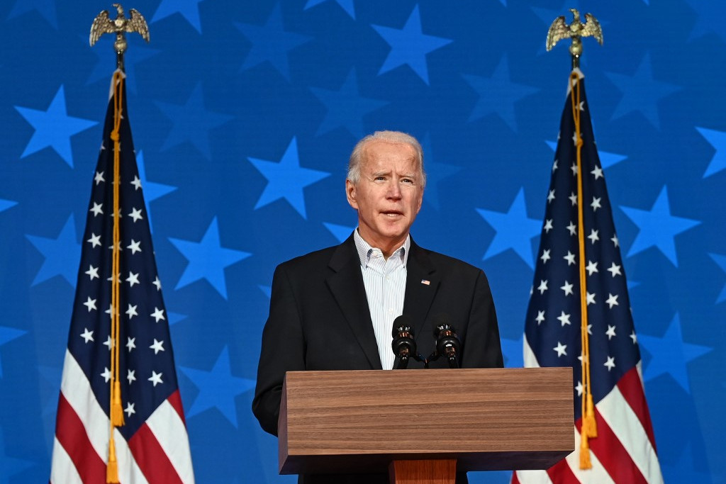 Fotó: Jim WATSON / AFP Joe Biden az eredményvárón
