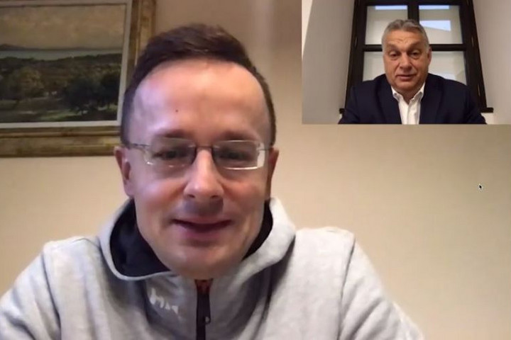Orbán Viktor videóchaten beszélgetett a karanténban lévő Szijjártó Péterrel