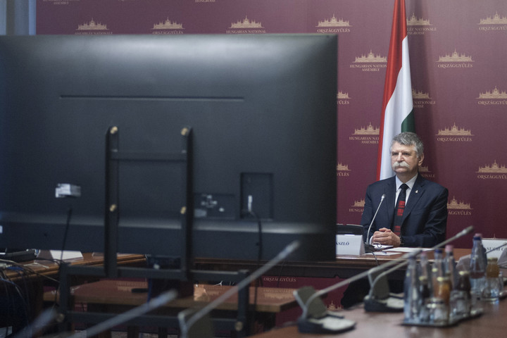 Fotó: MTI/Az Országgyűlés Sajtóirodá Kövér László online megbeszélést folytatott kínai kollégájával