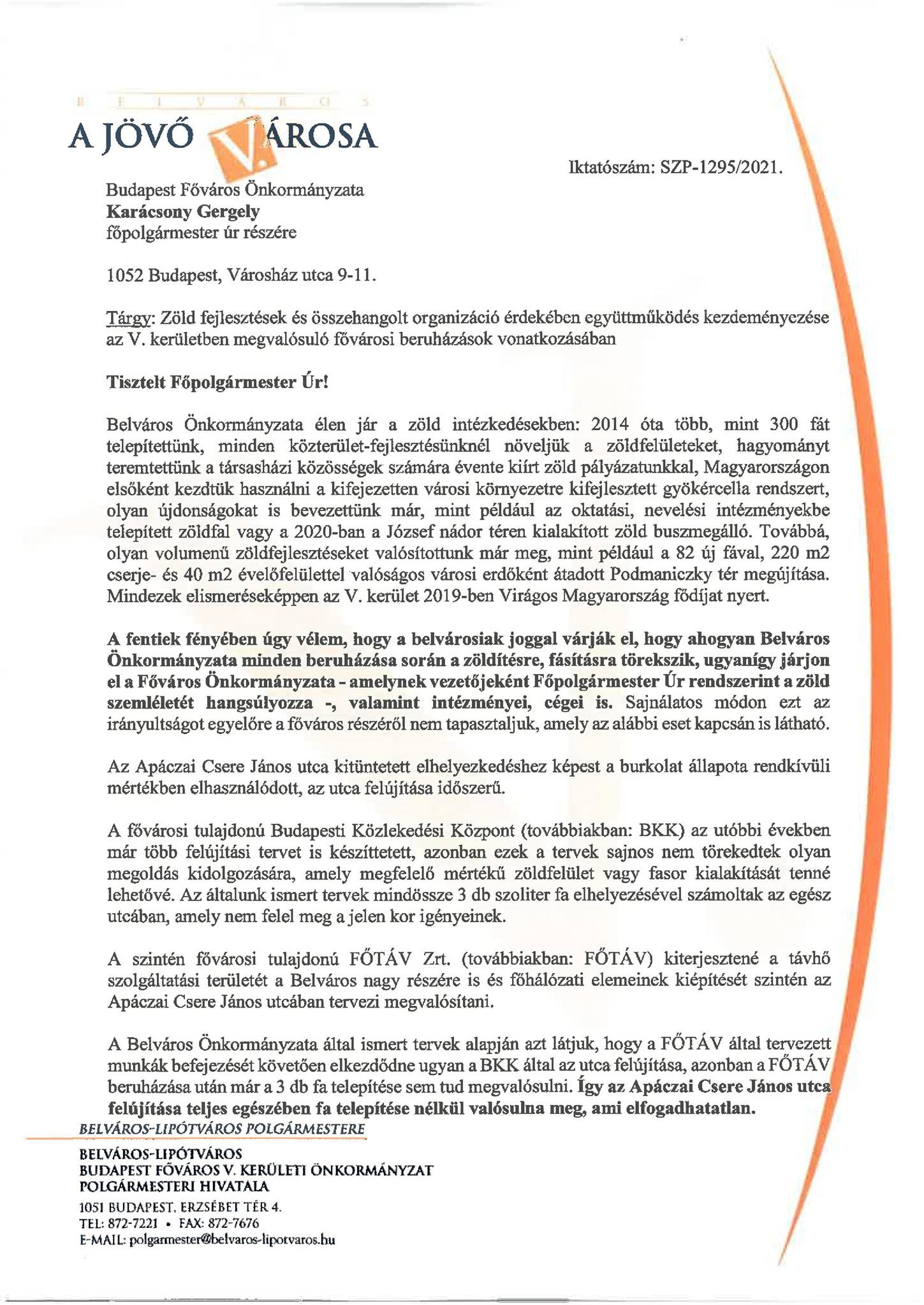 Szentgyörgyvölgyi Péter levele Karácsony Gergelynek