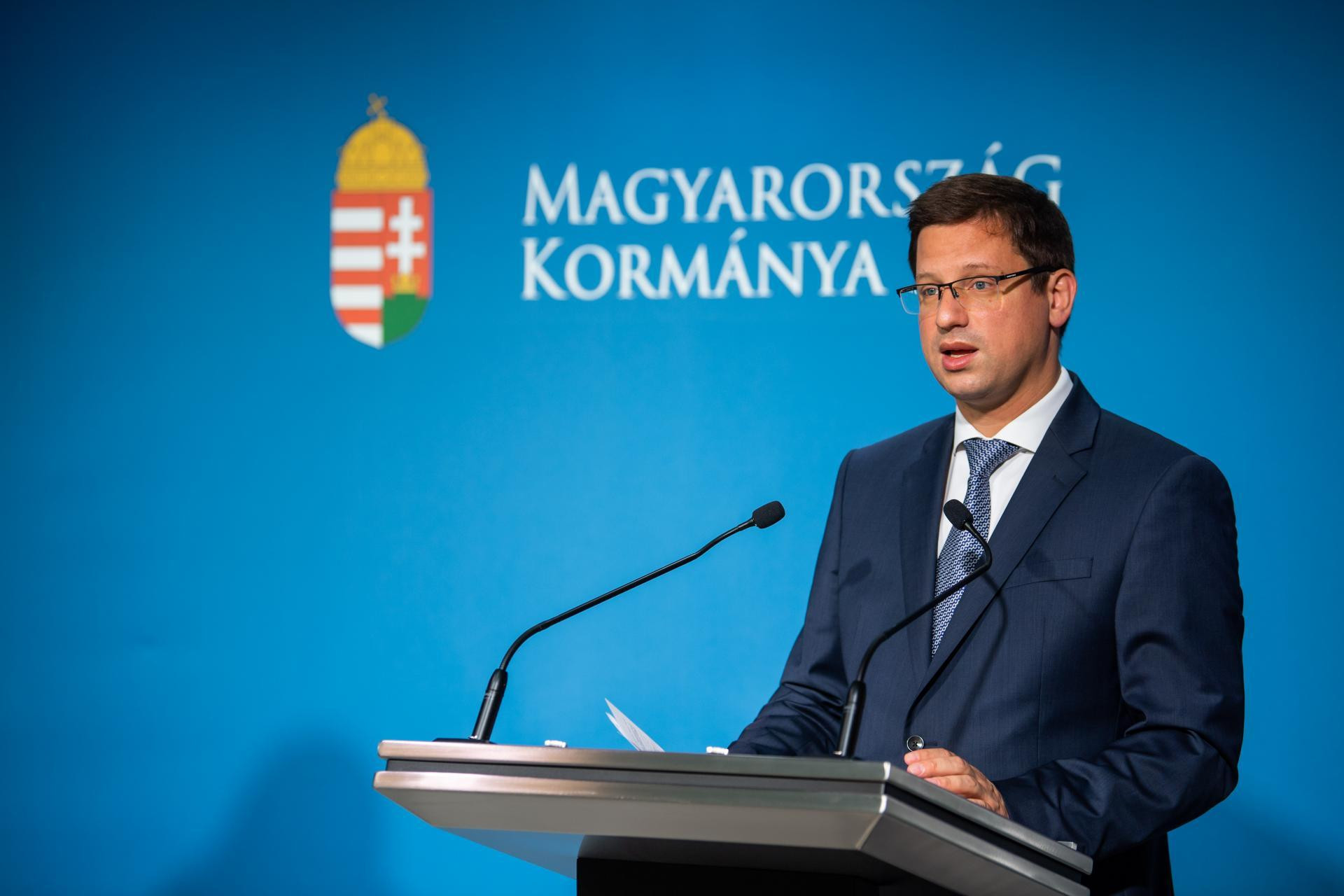 Fotó: kormany.hu Gulyás Gergely a kormányinfón