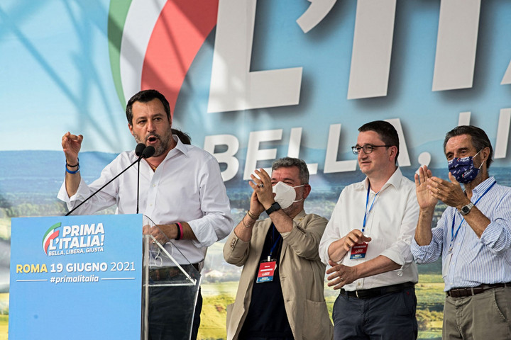 Fotó: AFP/Nurphoto/Andrea Ronchini Első Olaszország jelszóval tüntetett Salvini