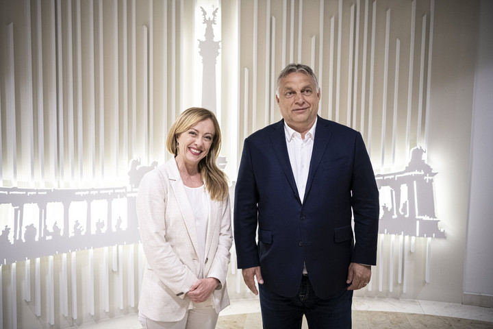 Fotó: MTI/Miniszterelnöki Sajtóiroda Meloninak Orbán a támasz