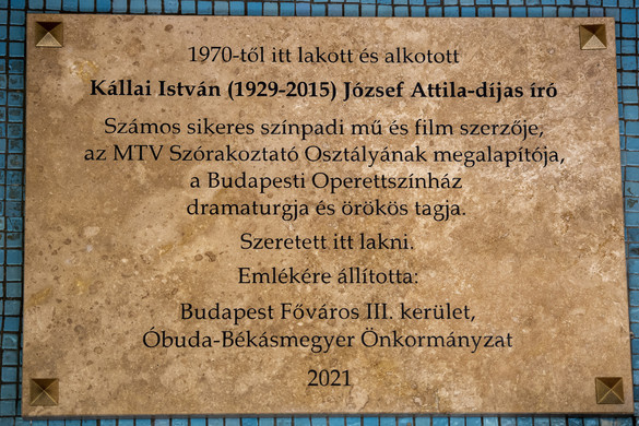 Emléktáblát kapott Óbudán Kállai István