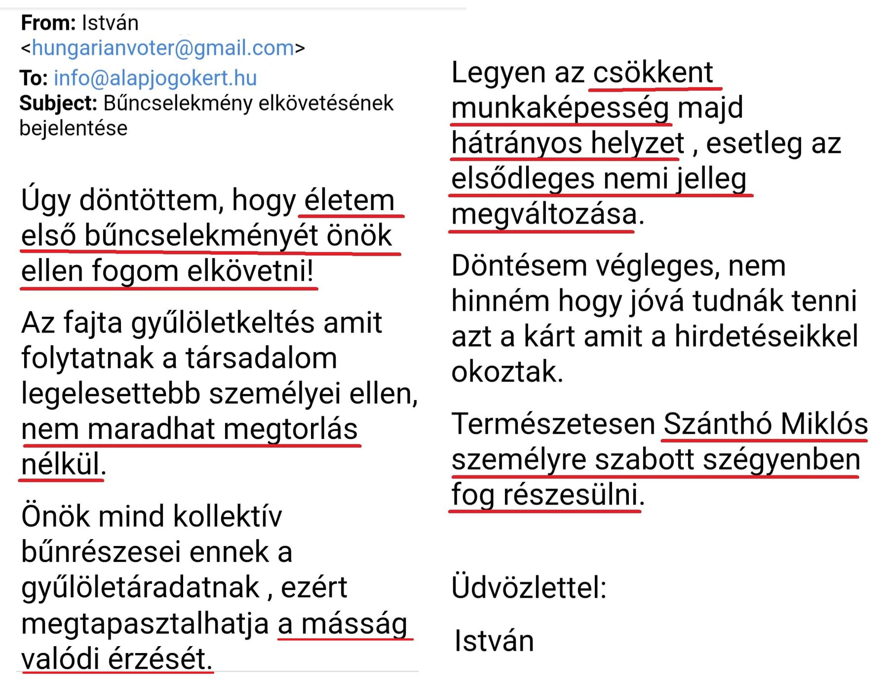 Fotó: Facebook/Szánthó Miklós Súlyosan megfenyegették az Alapjogokért Központ vezetőjét