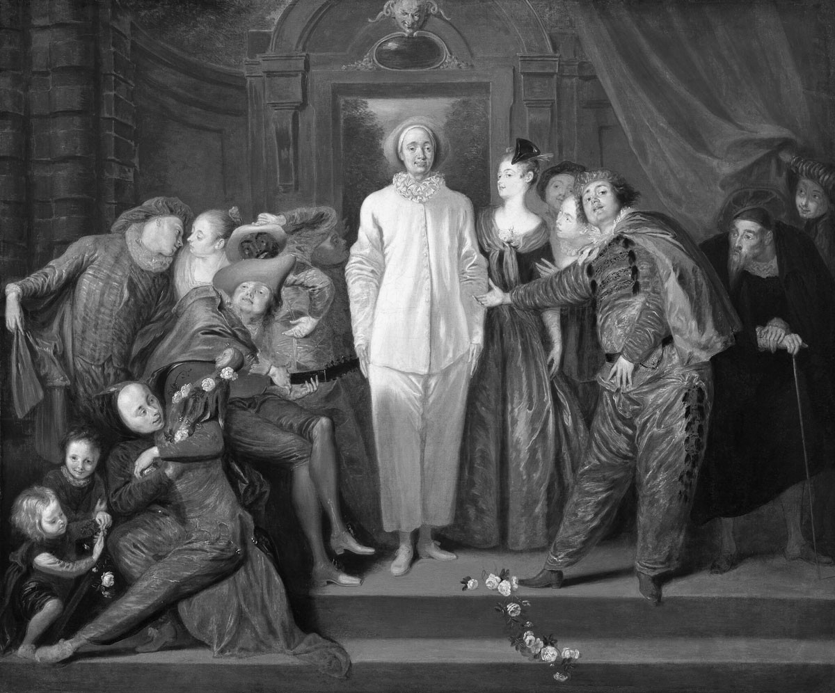 Antoine Watteau: Olasz komédiások (1720 körül, olaj, vászon, 63,8×76,2 cm)