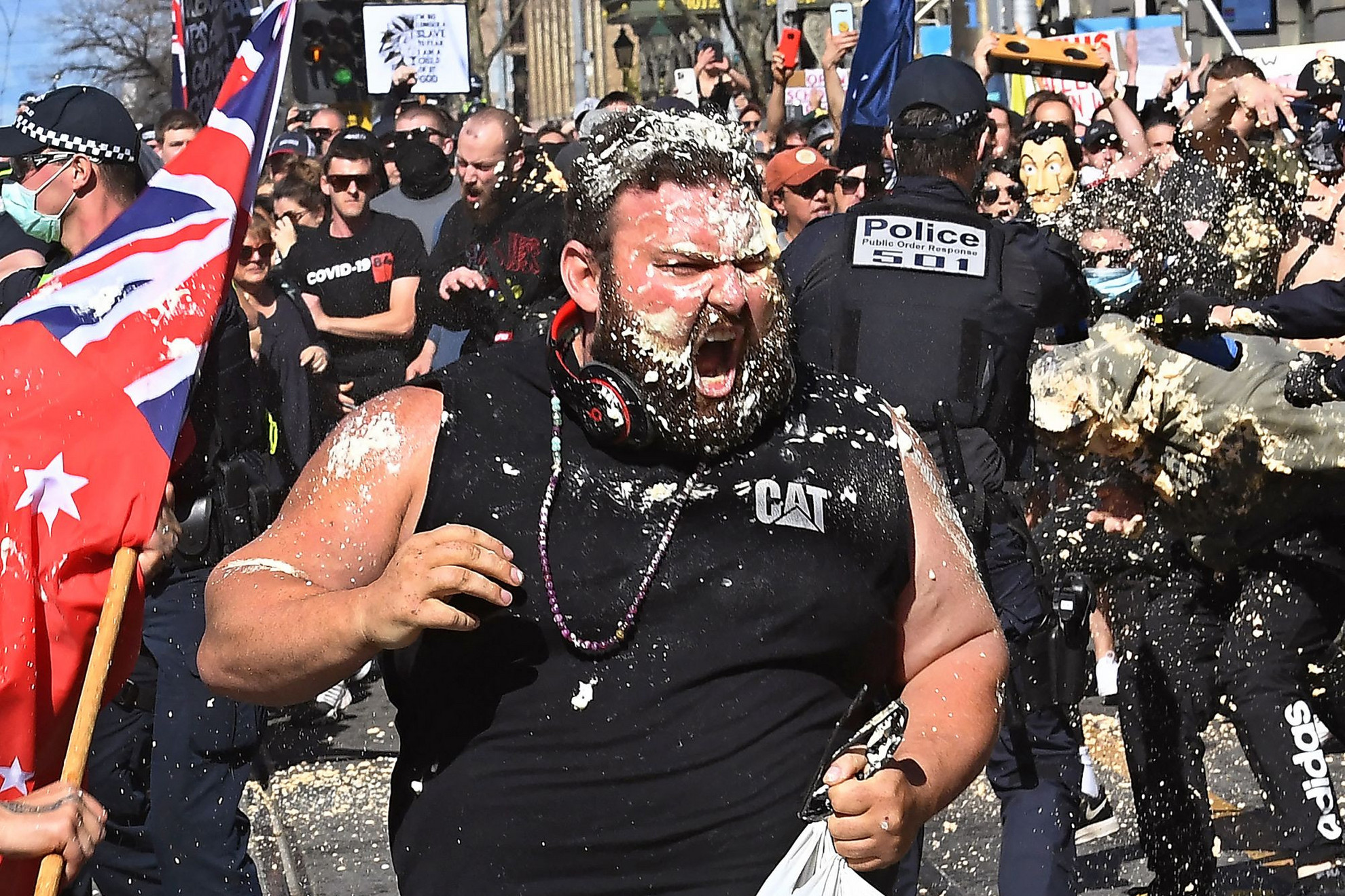 Fotó: AFP/William West Indulatok Melbourne utcáin. A rendőrök paprikaspray-vel válaszoltak