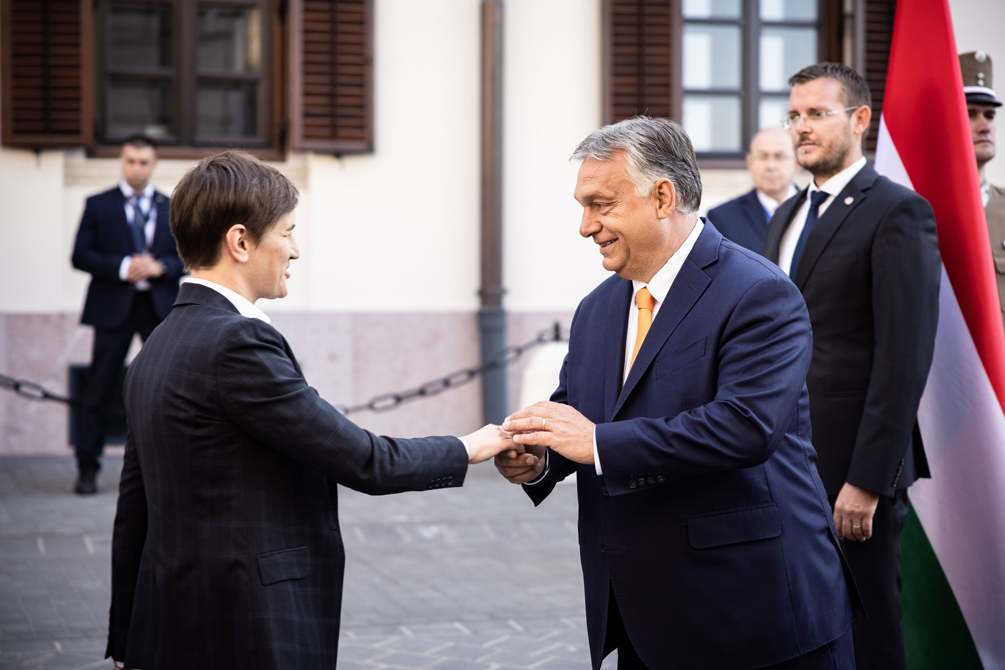Orbán Viktor miniszterelnök fogadja Ana Brnabic szerb kormányfőt a Karmelita kolostorban 2021. szeptember 8-án