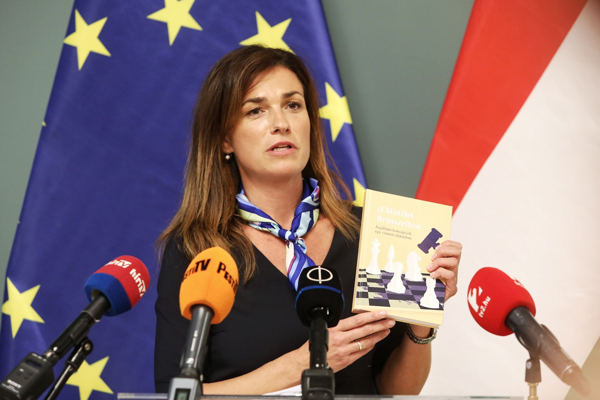 Varga Judit igazságügyi miniszter sajtótájékoztatót tart az Európai Parlament LIBE-bizottságával folytatott tárgyalások után