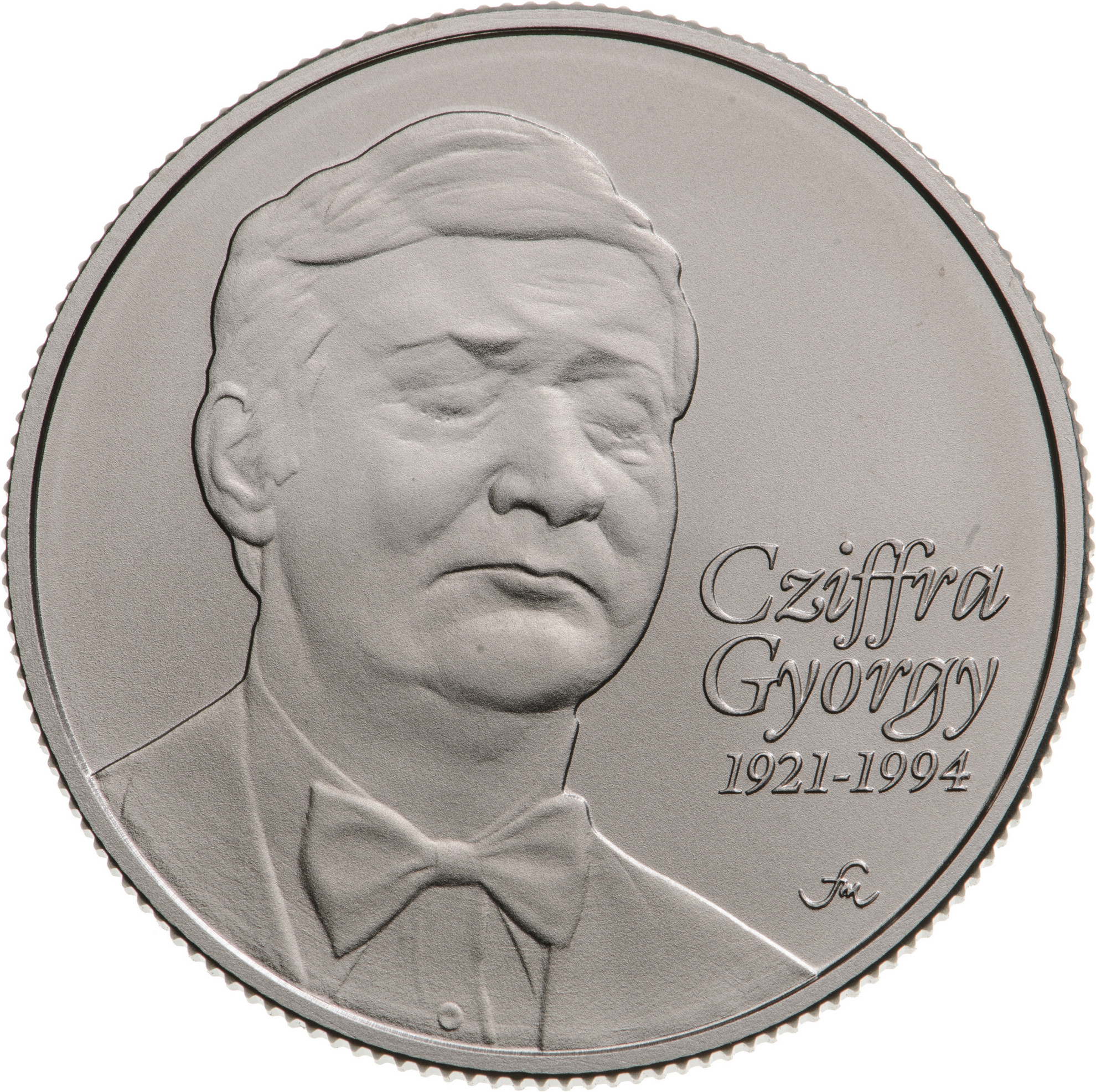A Cziffra György emlékérme hátlapja (Színesfém emlékérme)