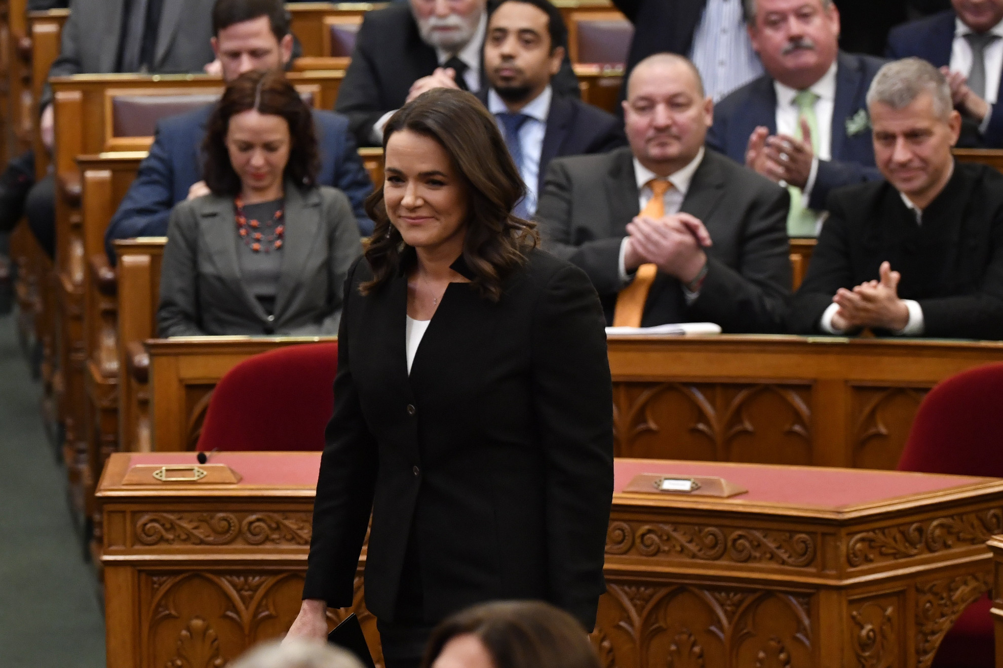 Novák Katalin, a kormányzó Fidesz-KDNP köztársaságielnök-jelöltje az Országgyűlés plenáris ülésén, ahol megválasztják az új államfőt 2022. március 10-én