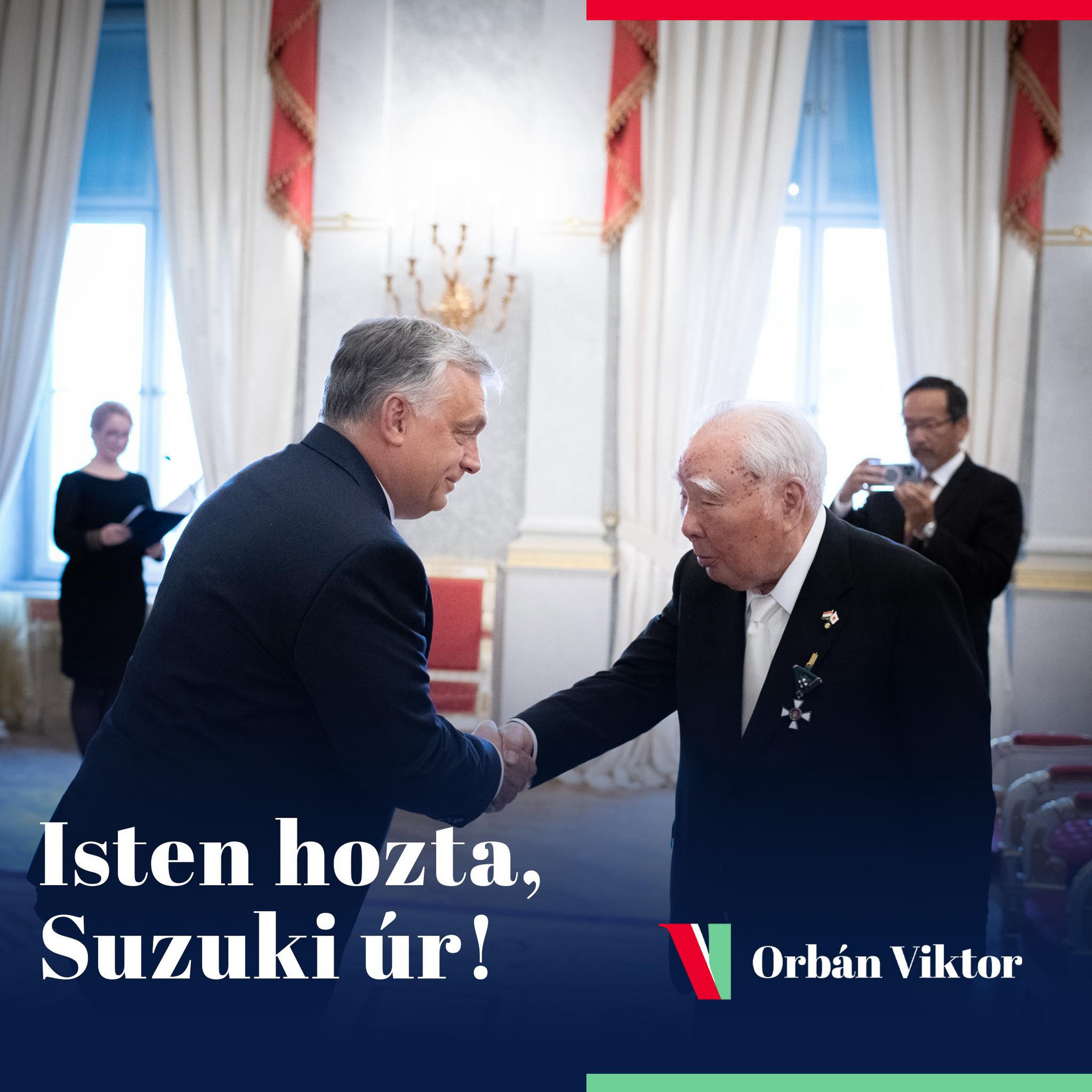 Fotó: Facebook/Orbán Viktor Orbán Viktor köszöntötte Szuzuki Oszamut