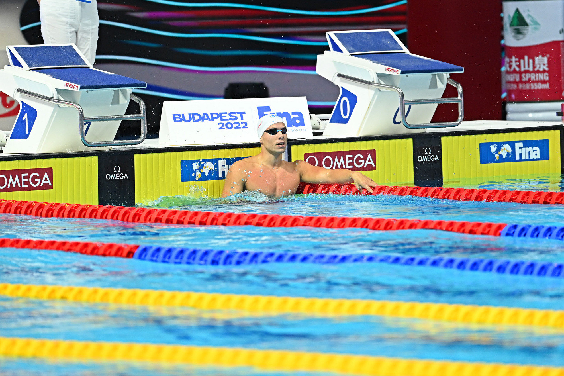 Szabó Szebasztián negyedik helyen végzett 50 méter gyorson pénteken a Duna Arénában zajló úszó-világbajnokságon