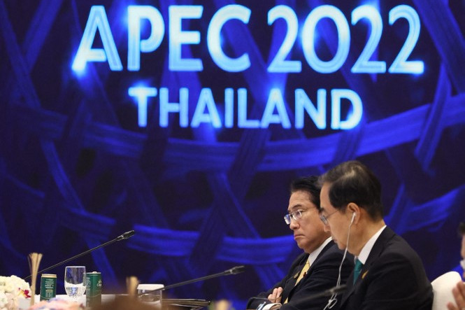 Fotó: POOL FOR YOMIURI /The Yomiuri Shimbun via AFP/Yomiuri/Pool for Yomiuri APEC-csúcstalálkozó: A tagországok többsége elítélte Oroszország ukrajnai háborúját