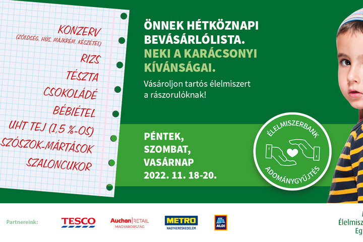 Élelmiszergyűjtő akciót indít pénteken a Magyar Élelmiszerbank Egyesület