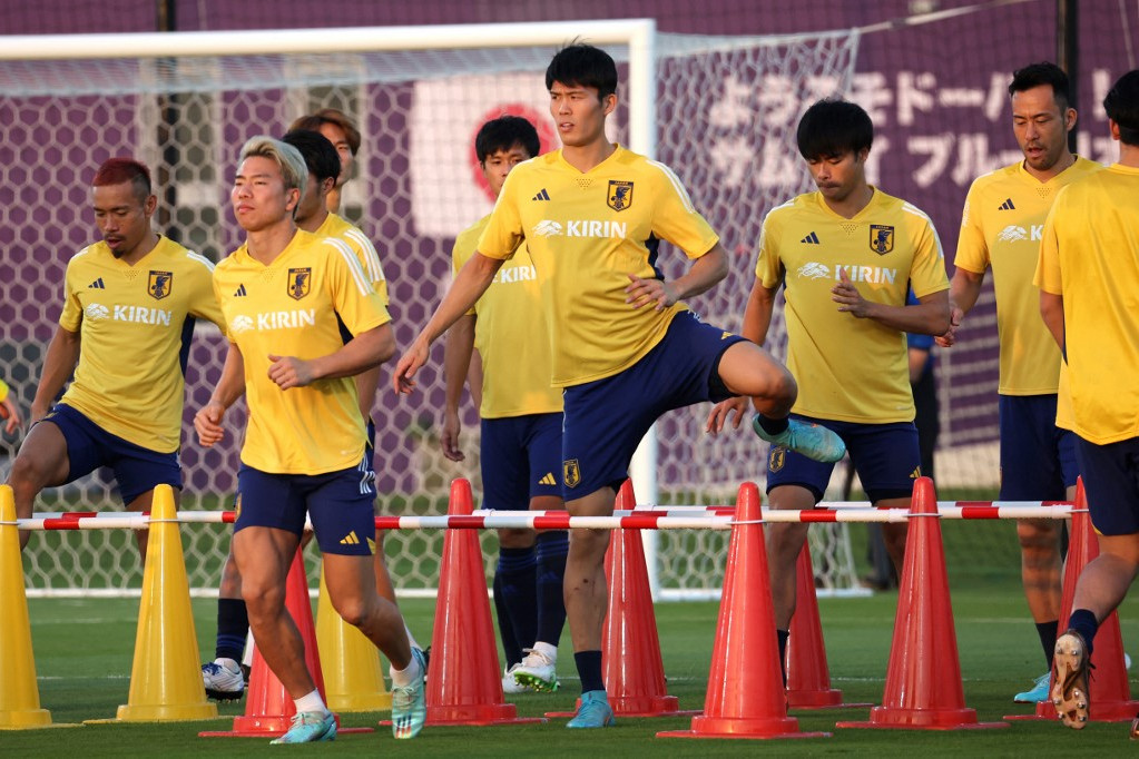 A japán válogatott tréningje Katarban