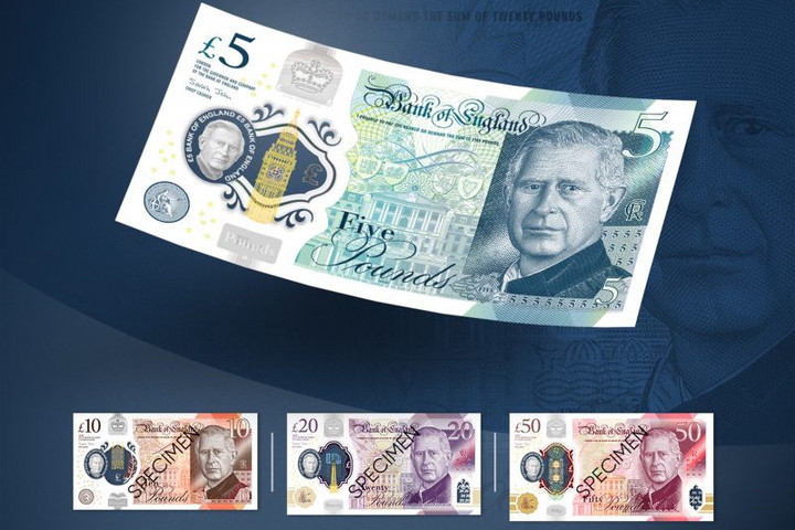 Fotó: AFP/Bank of England Bemutatták, hogyan fognak kinézni a III. Károly arcképével díszített bankjegyek