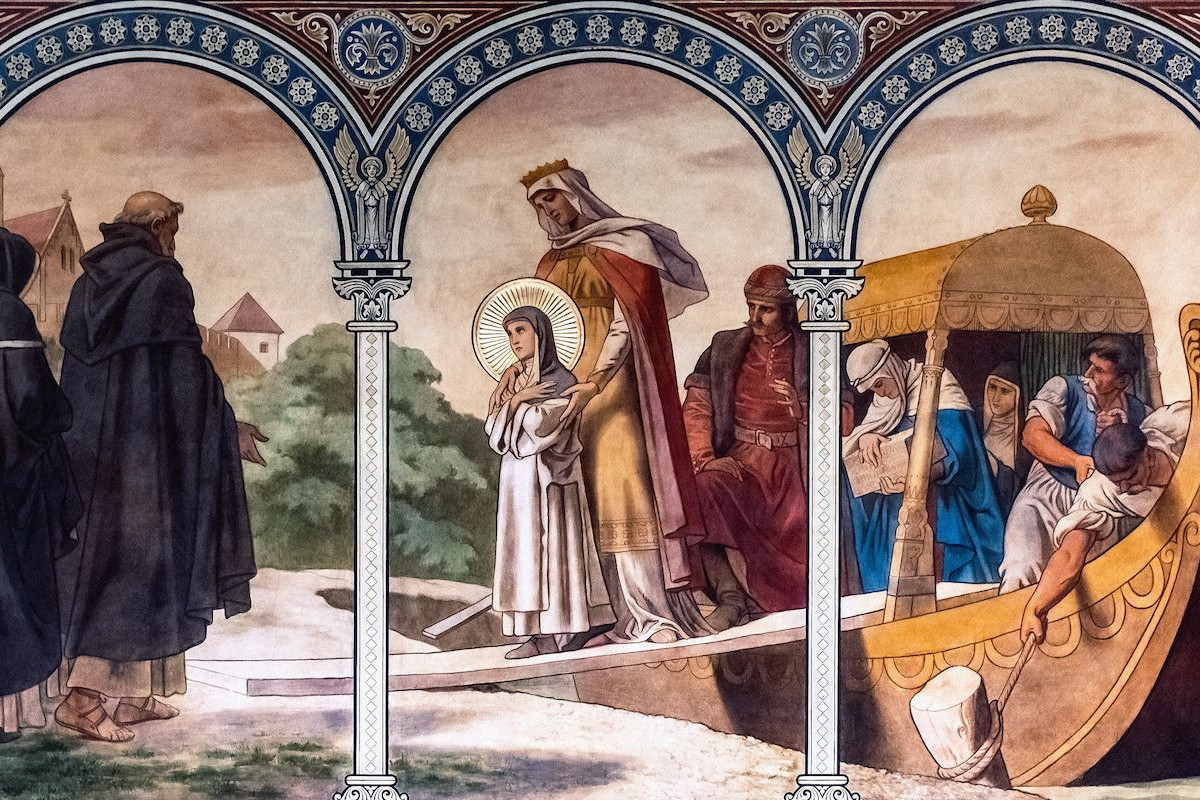 Székely Bertalan: Szent Margit zárdába lép (falfestmény a pécsi székesegyházban)