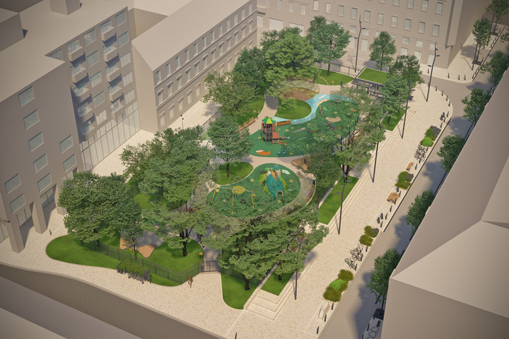 Klímatudatos közpark lesz a Hild térből