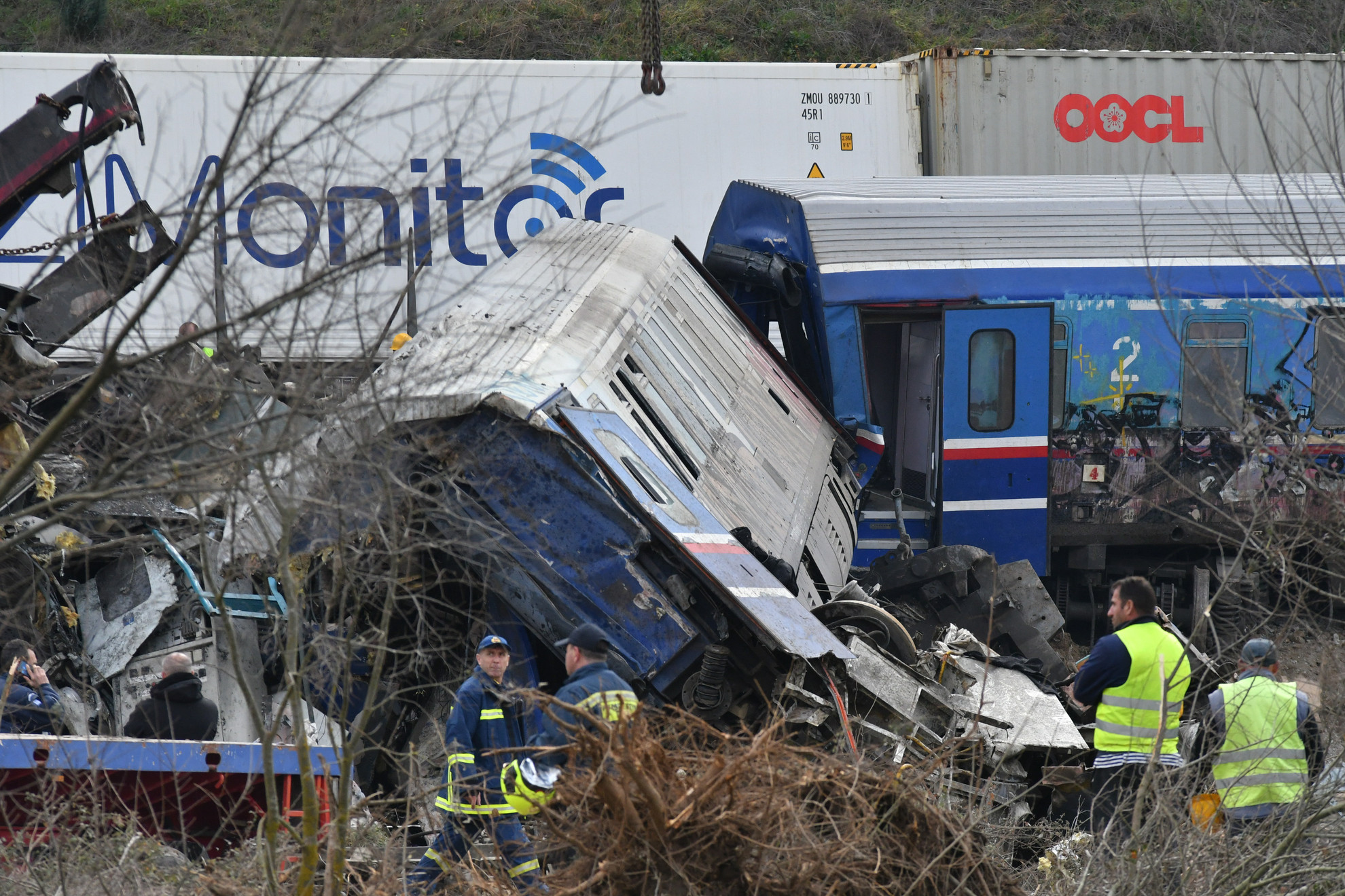 Fotó: AFP/ANADOLU AGENCY/STRINGER Súlyos vonatbaleset történt Görögországban február 28-án éjjel