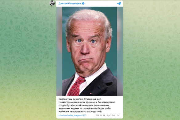Medvegyev egy képpel reagált Biden bejelentésére, akit kétségbeesett nagypapának nevezett