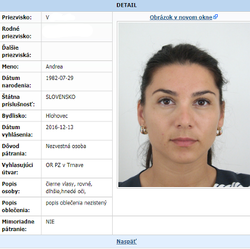 A galgóci óvoda elől elrabolt nőt évekig eltűntként körözte a szlovák rendőrség