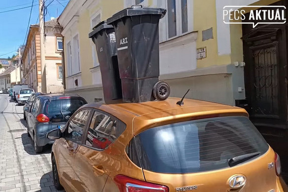 Kukákat tett a kapuja előtt parkoló autó tetejére egy dühös pécsi lakos – Videó!