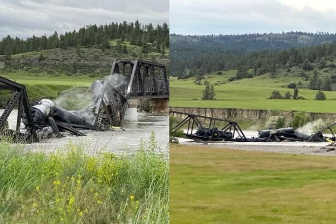 Fotó: Facebook/Yellowstone County Sheriff's Office Veszélyes anyagok kerültek a Yellowstone-folyóba egy vonatbaleset miatt