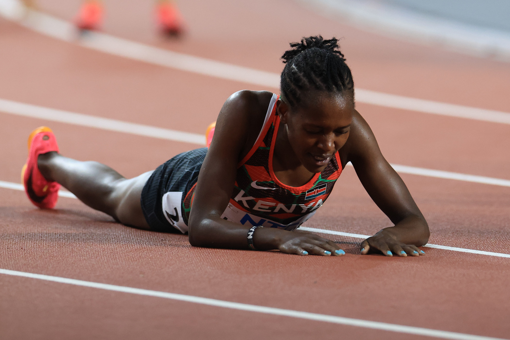 Fotó: MH/Purger Tamás A győztes kenyai Faith Kipyegon a női 1500 méteres síkfutás döntője után