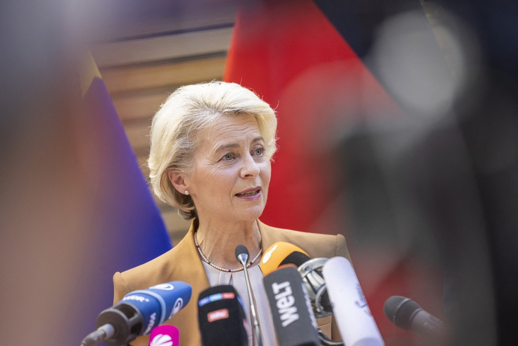 Fotó: Thomas Banneyer / DPA / dpa Picture-Alliance via AFP Ursula von der Leyen, az Európai Bizottság elnöke 2023. szeptember 6-án felszólal Brüsszelben