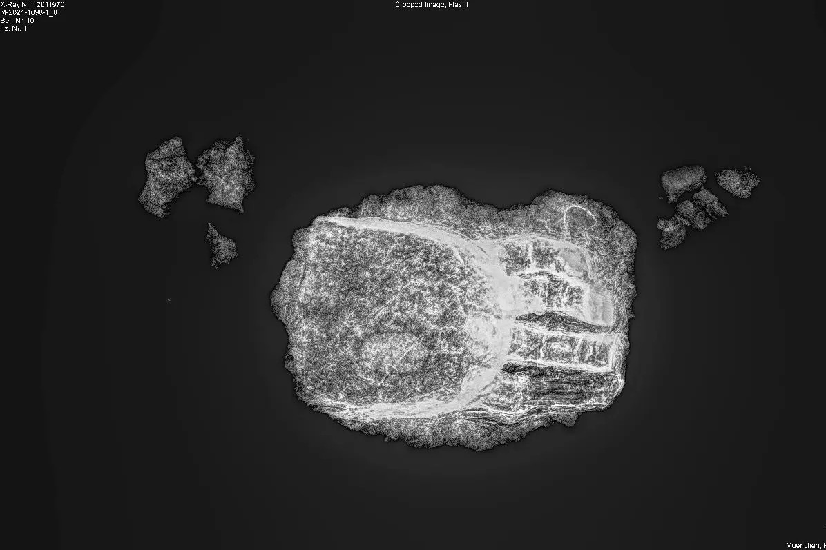 Fotó: Bavarian State Office for Monument Preservation/Bajor Állami Műemlékvédelmi Hivatal A röntgen megmutatja, hogy a fém ujjak hol tapadnak a protézishez