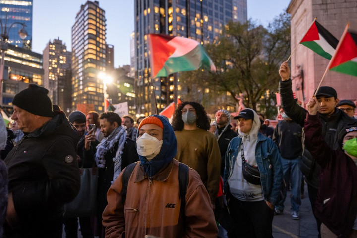 Fotó: AFP/Getty Images North America/Spencer Platt Többeket letartóztattak az újabb palesztinpárti tüntetésen New Yorkban