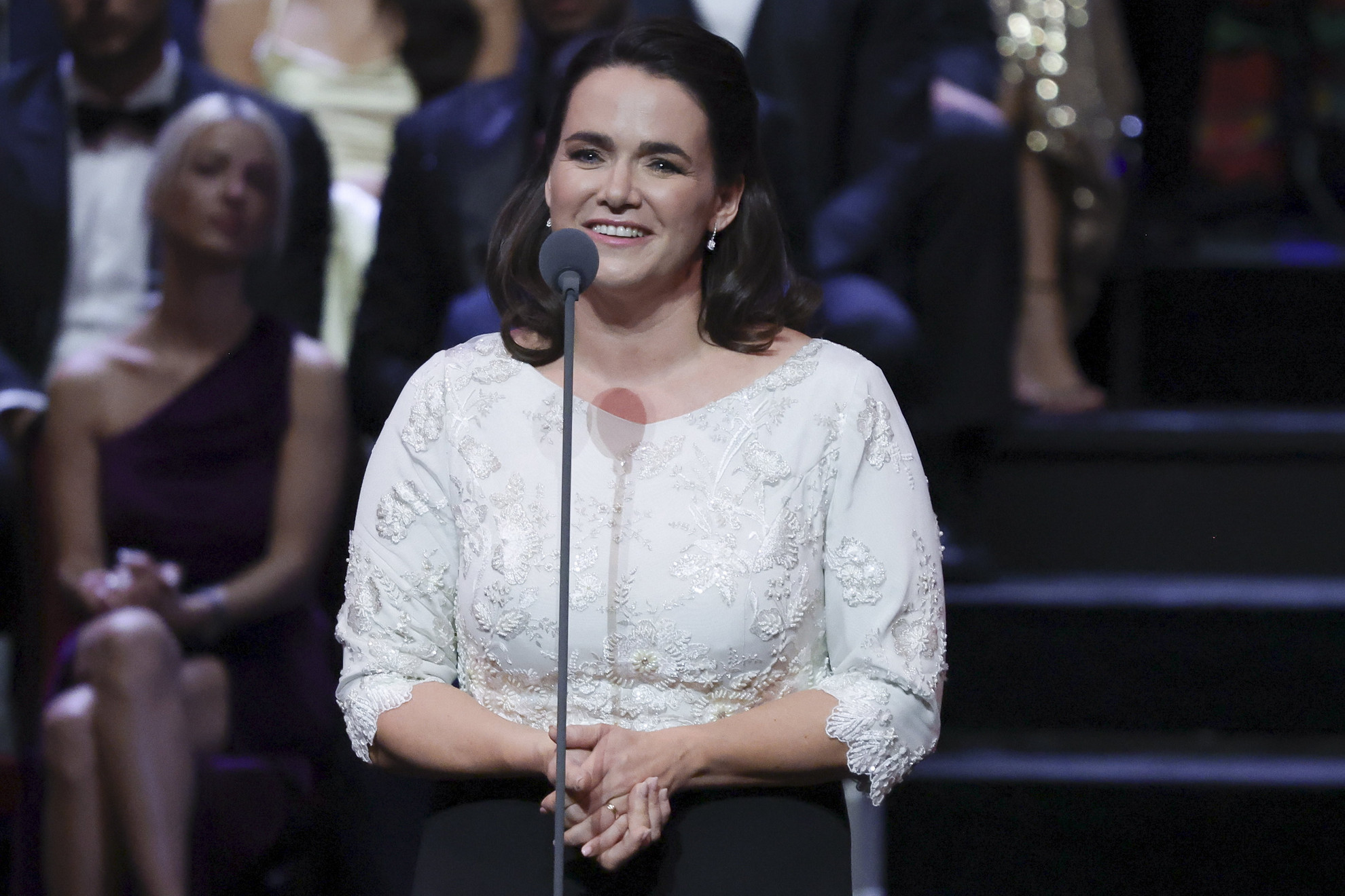 Fotó: MTI/Hegedüs Róbert Novák Katalin köztársasági elnök az M4 Sport-Az Év Sportolója Gálán a Magyar Állami Operaházban 2024. január 8-án