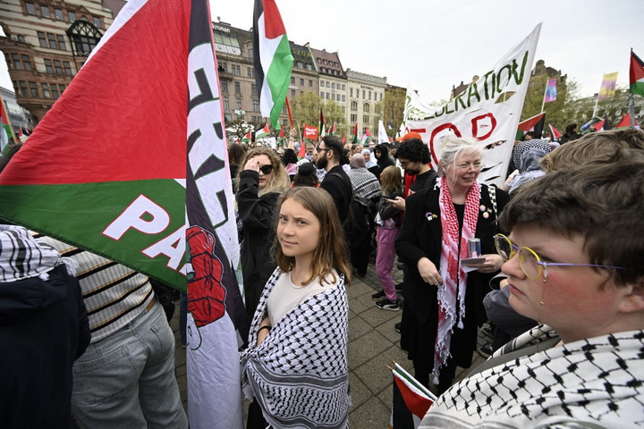 Fotó: AFP/TT News Agency/Johan Nilsson Greta Thunberg Izrael ellen tüntet